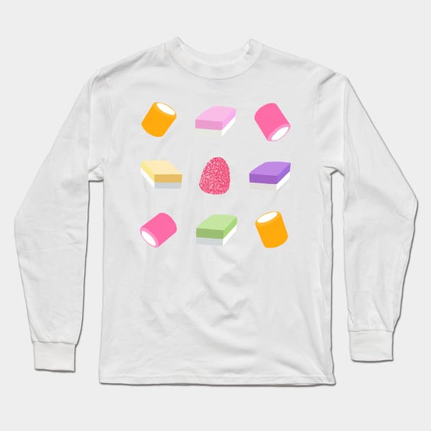 Dolly Mixture Sweets Colourful Pattern Long Sleeve T-Shirt by yellowkats